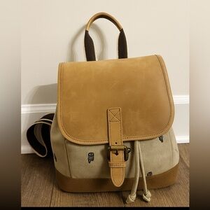 Vintage LL Bean Canvas & Leather Rucksack – Owl Embroidery